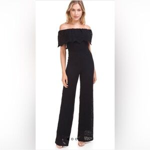 Nightcap Clothing Positano Spanish Lace Jumpsuit in black